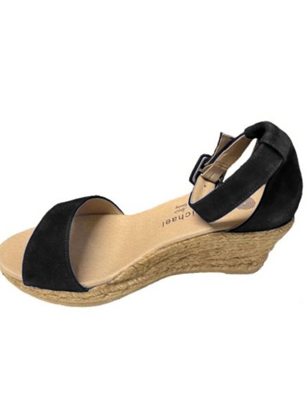 NEW Eric Michael Grammy Suede Black Ankle Strap Platform Wedge Dress Sandal